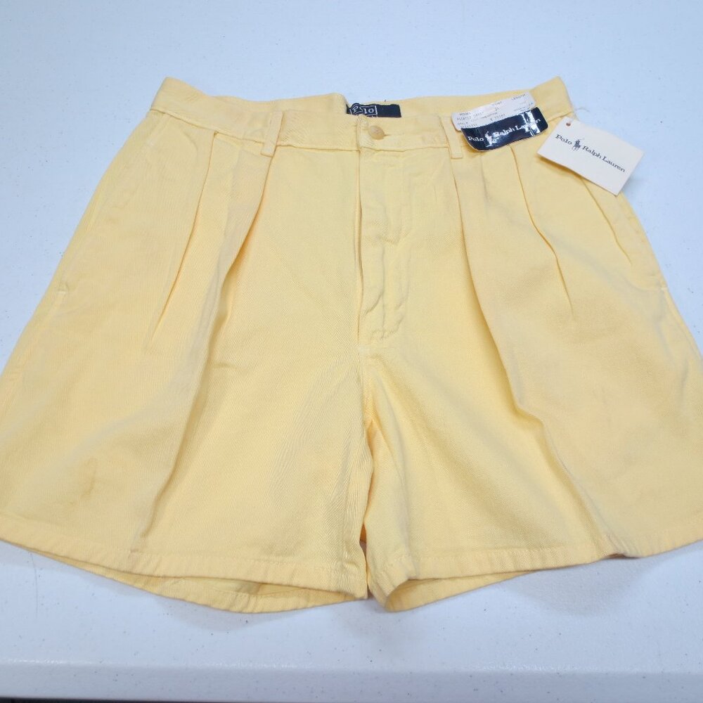 NEW Men's Vintage Ralph Lauren Polo USA Yellow Pleated Chino Shorts size 31